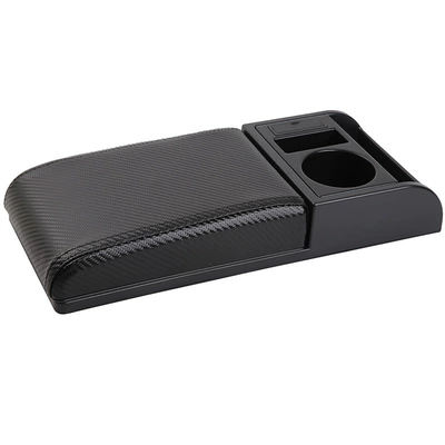 Armrest box, box pad universal armrest box - carbon-fiber-leather-universal-cover-face-black-black-line