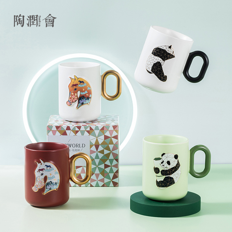 Festival del Boat del Dragón creativo panda marca taza de cerámica taza de agua regalo caja de regalo taza de café actividad regalo