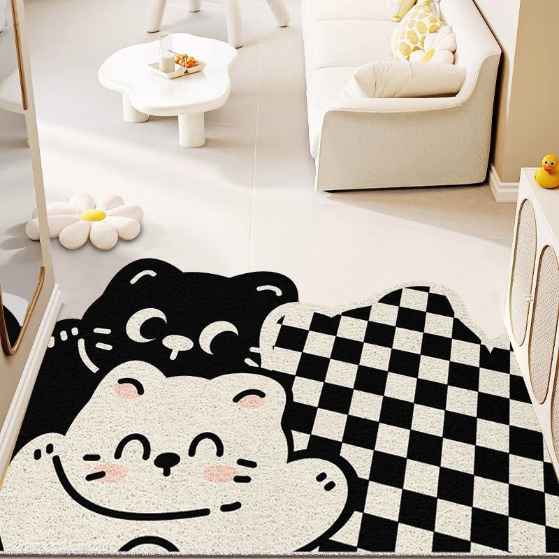Cartoon animal entry mat, cute pet welcome mat, indoor anti-slip doormat, home use with loops, for wiping off dirt and mud.