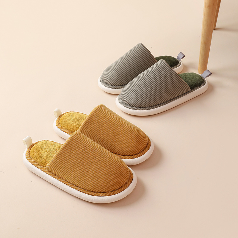 2025 Autumn/Winter Cotton Slippers for Home Indoor Use, Fleece-Lined, Warm, Thick-Soled, Non-Slip Maternity Shoes for Women, Floor Cotton Slippers for Winter