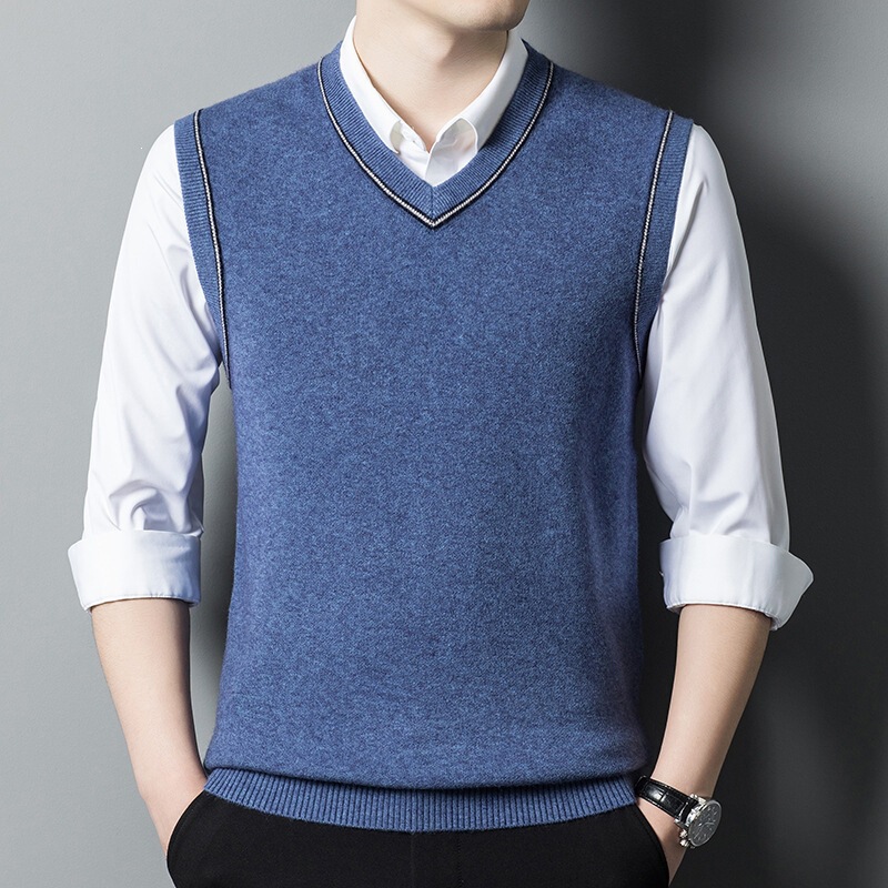 Spring and Autumn Versatile Men's Youth Sleeveless Sweater Vest V-Neck Knitted Pullover Casual Vest Thickened Men's Clothing Spring and Autumn Versatile Men's Youth Sleeveless Sweater Vest V-Neck Knitted Pullover Casual Vest Thickened Men's Clothing