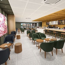 咖啡厅奶茶店扶手桌椅组合音乐餐厅西餐厅料理店餐厅靠墙卡座沙发