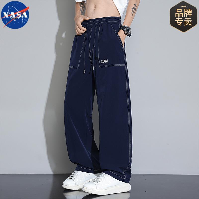 NASAブランド連名曲げ刀ズボン男2025夏の薄いタイプの速乾弾力と肥育の大きいサイズのファッションカジュアルズボン|undefined