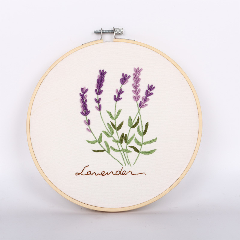 Lavanda flor hoja hermosa DIY material de bordado paquete auto-bordado tela arte nuevos guantes pieza traje de costura