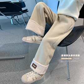 秋冬加绒加厚直筒裤儿童冬季女童裤子冬装2025新款大童女孩糯米裤