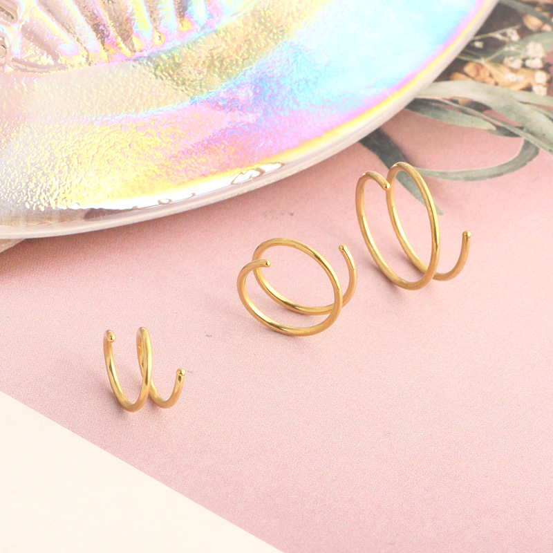 Mason's New 10mm Stainless Steel Spiral Half-Turn Double Hoop Nose Ring Ear Bone Piercing Jewelry detail image 7