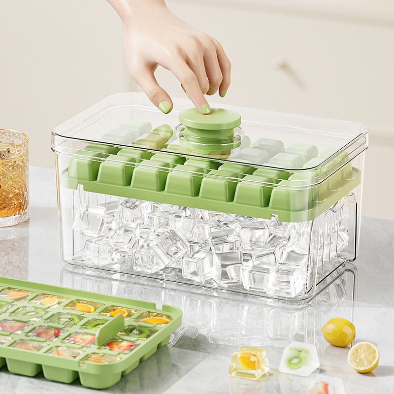 Free labeling cross-border explosions ice cube ice cube mold pressing silicone ice box model double-layer household luxury