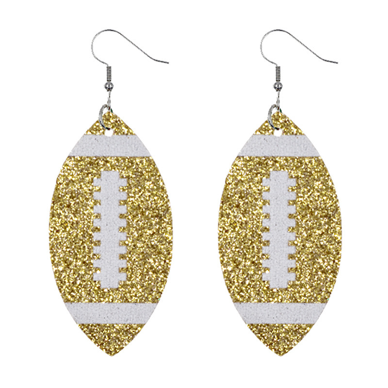 Creative Rugby Sequin Glitter Color Leather Earrings Wholesale Nihaojewelry display picture 19