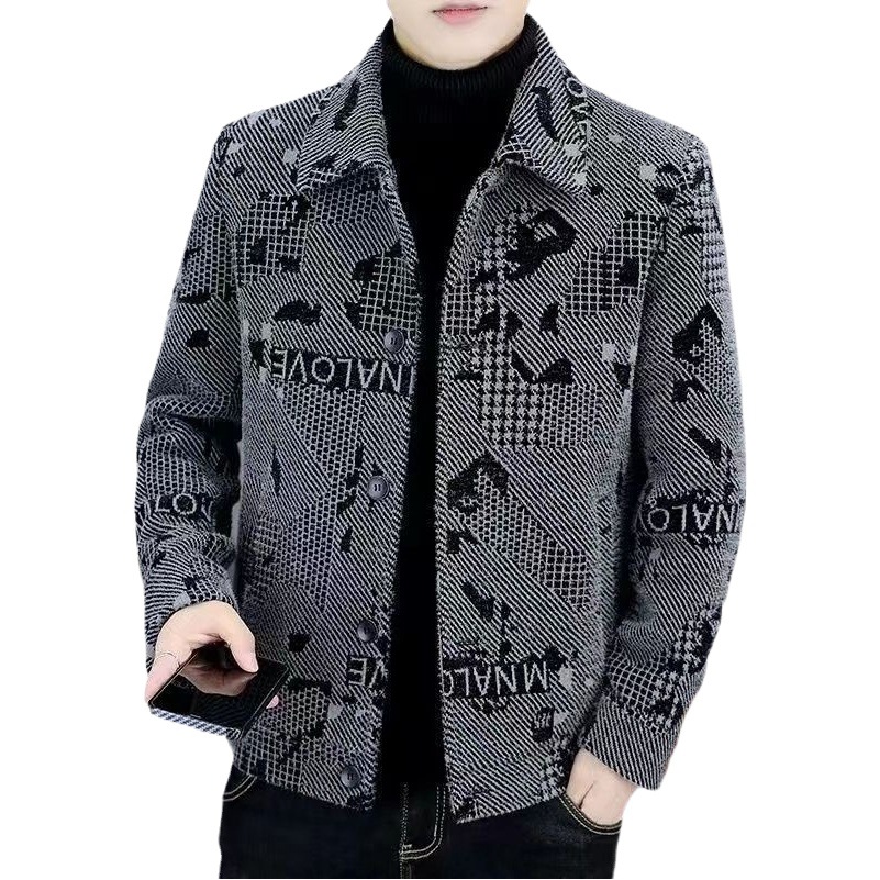 2023 hombres Otoño e Invierno Nueva solapa de alta gama abrigo de lana casual versátil grueso corto abrigo de los hombres