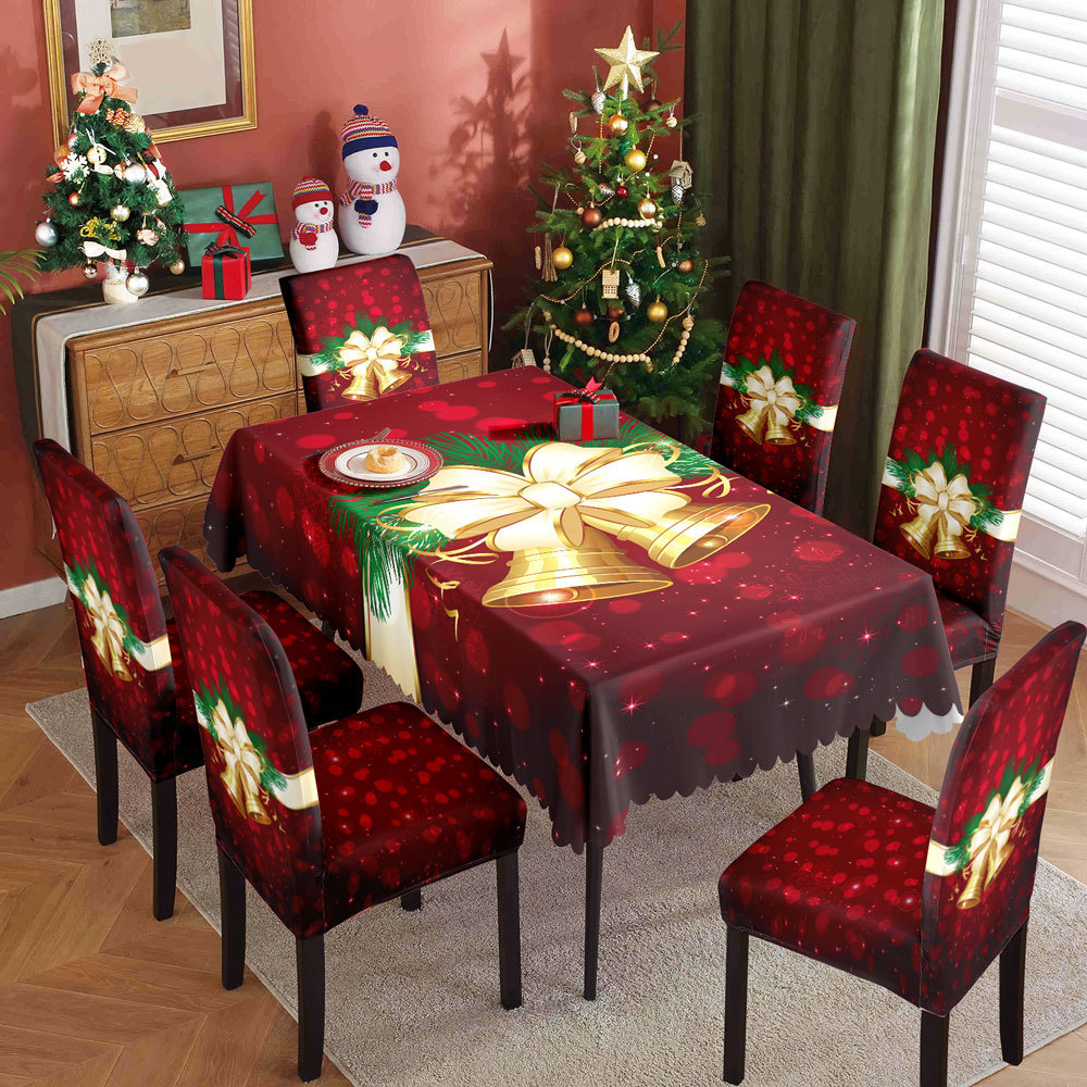 Navidad transfronteriza muñeco de nieve impresa manto de mesa decoración festiva de poliéster manto de mesa rectangular manto de mesa a prueba de polvo mayorista