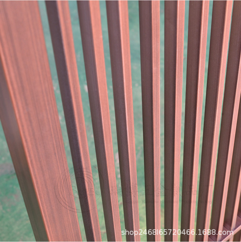 新中式发光灯带不锈钢隔断花格屏风