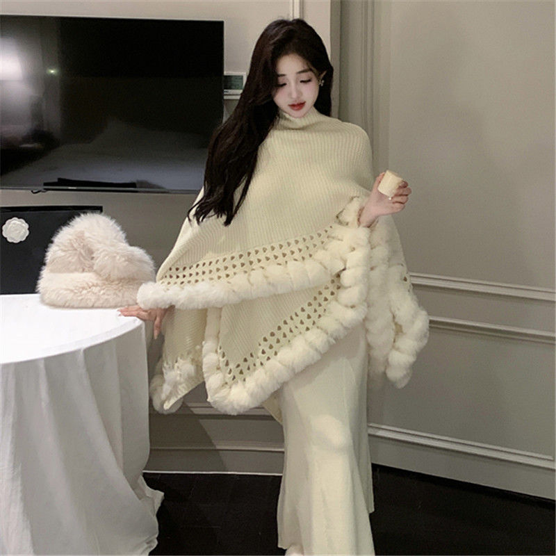 Autumn and Winter 2025 Fashionable Lady Elegant Fashion Shawl + Knitted Cheongsam Button Dress Two-Piece Suit Skirt