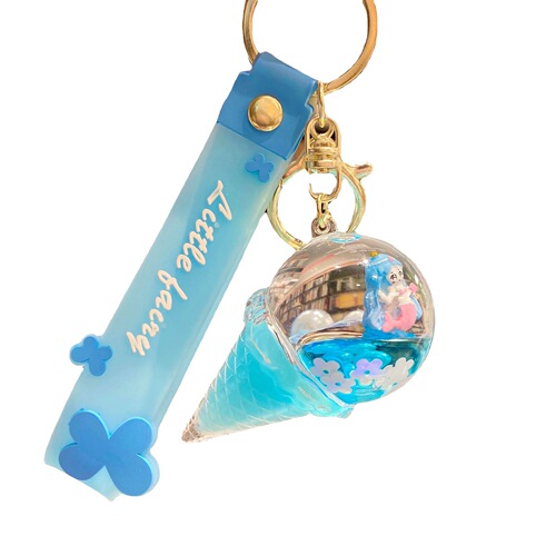 New product oil-filled floating mermaid quicksand ice cream acrylic keychain bag pendant car pendant for women