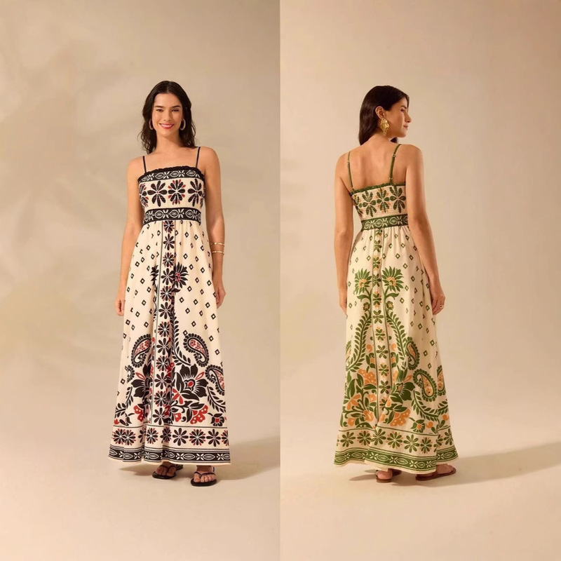 New Bohemian Tropical Azalea Print Long Beach Holiday dress for Summer AliExpress 2025