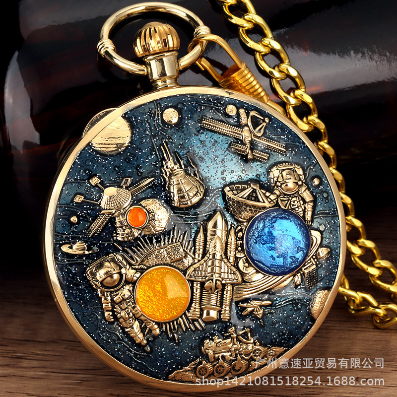 2022 Innovative Music Pocket Watch Sky City Music Space Station Gel Quartz Music Box Pocket Watch