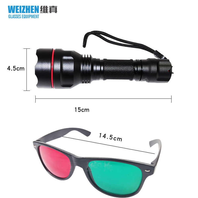 Lámpara de cuatro orificios con gafas rojas y verdes herramienta de optometría lámpara de cuatro puntos fuente de alimentación dual función visual integrada inspección