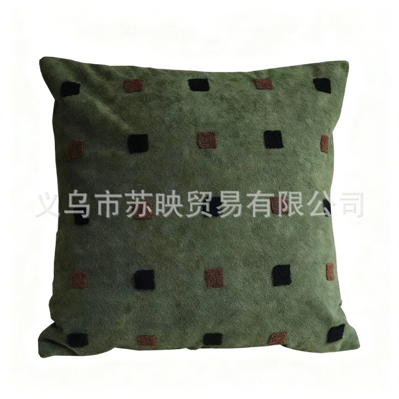 Moderno estilo medieval sala de estar sofá almohada verde amarillo marrón bordado almohada combinación de almohada suave almohada cintura funda