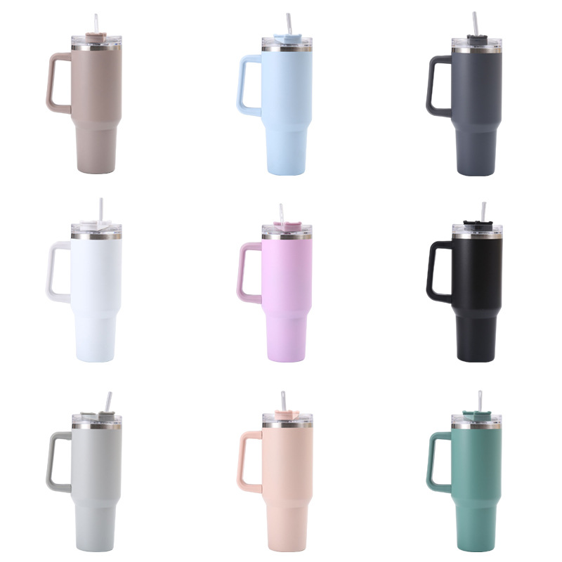 Gran capacidad 40oz mango taza helado taza 304 Acero inoxidable vacío aislado taza coche paja cerveza al por mayor