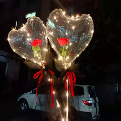 Glowing Heart Bubble Ball Rose Bouquet Balloon Qixi Valentine's Day Gift Night Market Stall Famous Internet Celebrity Toy Wholesale