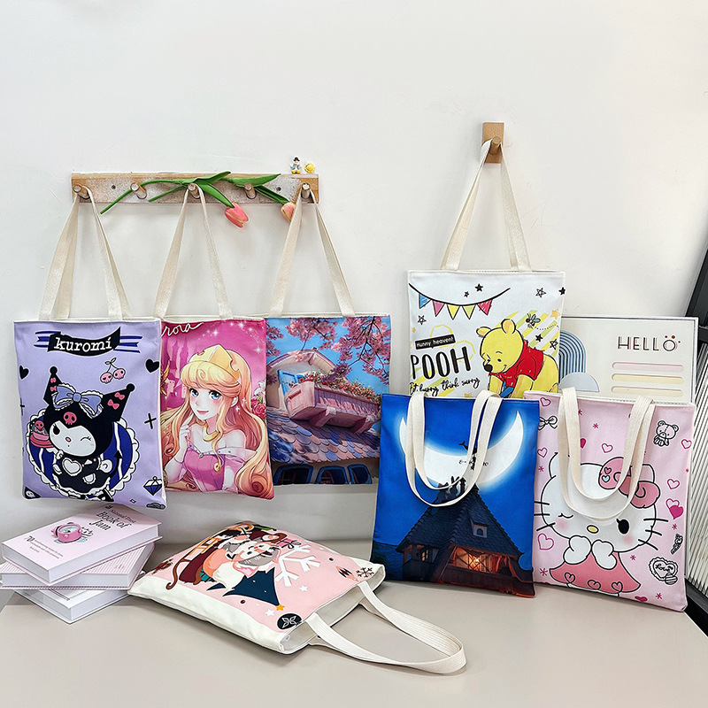 2025 New Anime Canvas Bag Student Class School Handbag Handbag Large Capacity Shoulder Bag