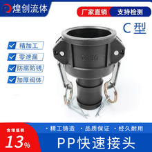 PP快速接头塑料扳把式C型塑料阴端皮管接头母头竹节接头dn50/80