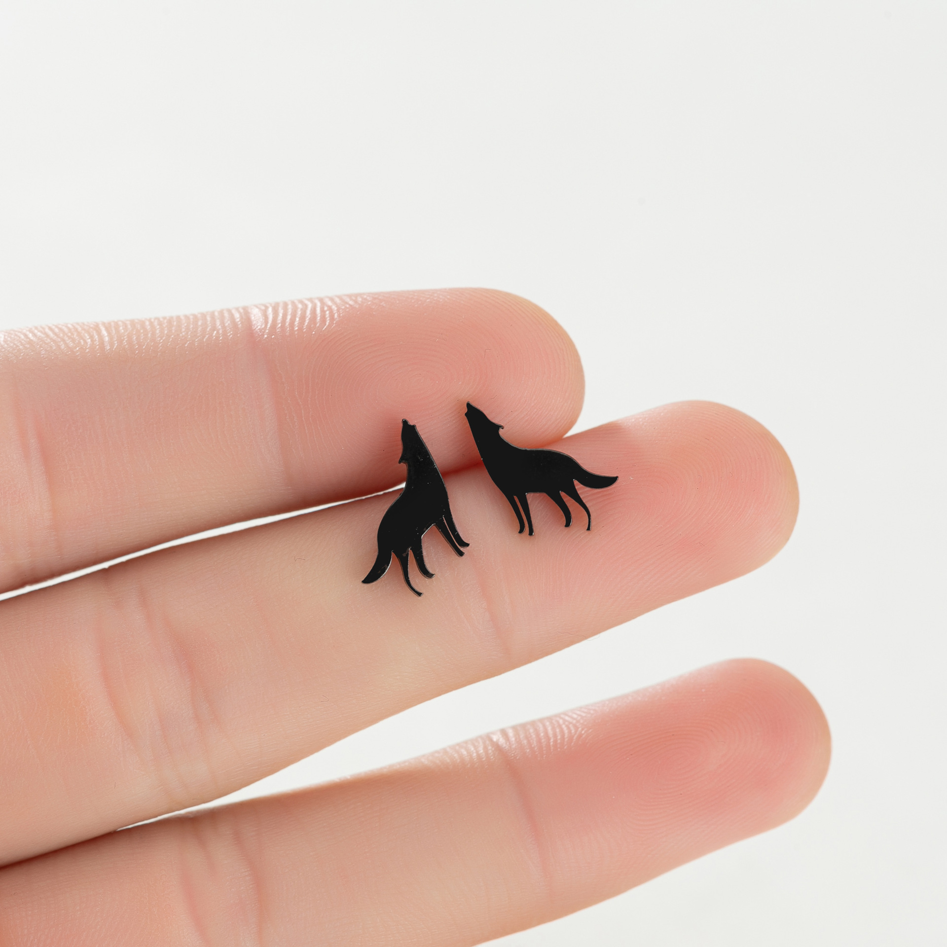 Cute Wolf Titanium Steel Ear Studs Plating No Inlaid Stainless Steel Earrings
