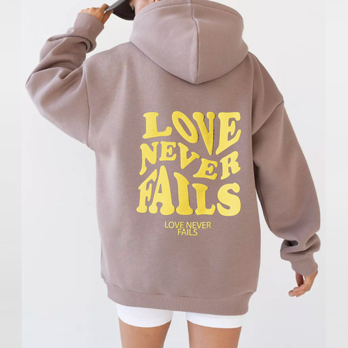 Women's winter and autumn reversible hooded zip-up sweatshirt with letter print, loose fit, hot-selling, trendy Ins-style top