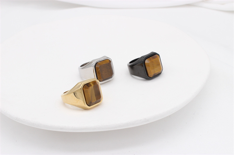 21g Weight Artificial Gemstones Inlay Material Rings Classification 1 Piece Quantity Holiday, Banquet Occasion Titanium Steel Material Square Pattern Men's Gender Inlay Design Simple Style Style Simple Style Square Titanium Steel Inlay Artificial Gemstones Men's Rings 16