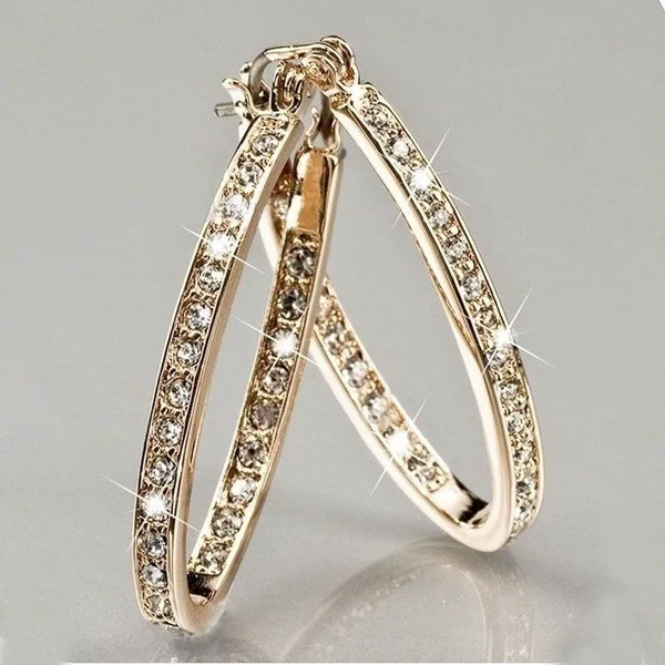 Cross-border selling Korean version of simple round diamond temperament shine high design ear buckle earrings manufacturers wholesale