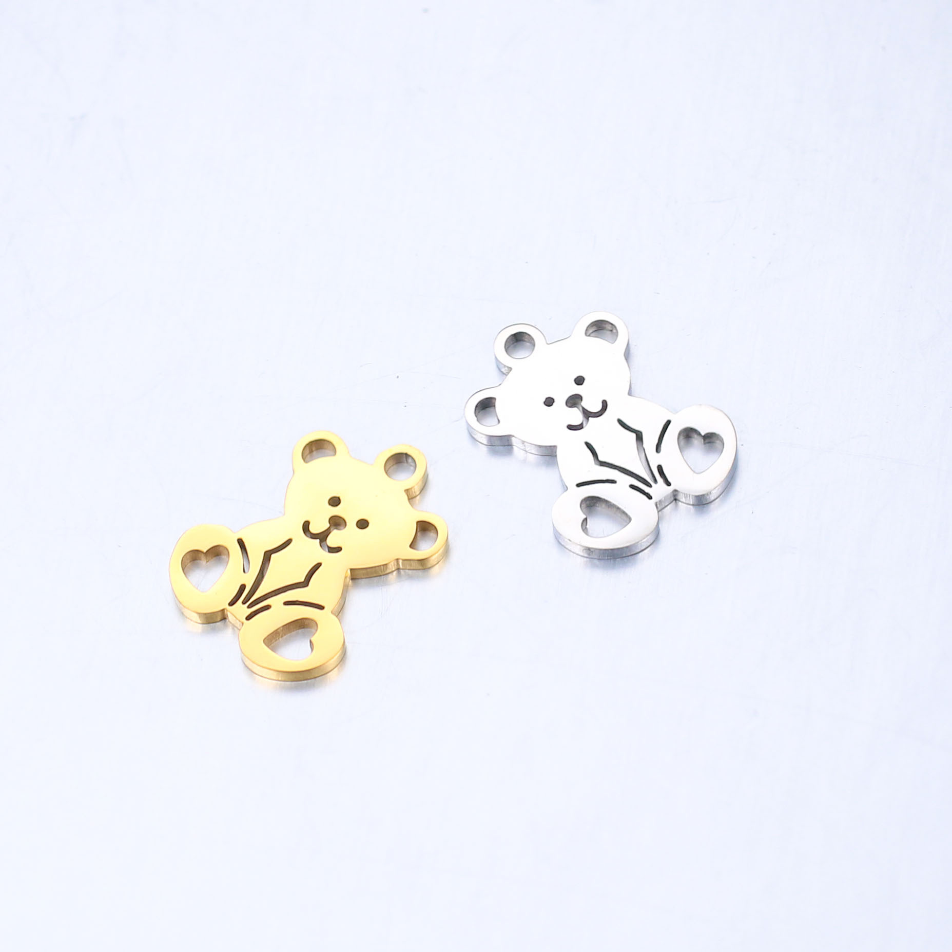 DOOYIO 5 teile/los Edelstahl Charms Hohl Bär Anhänger Kreative Tier Niedlich Für Frauen DIY Schmuck Kennzeichnung Liefert – Detail 4