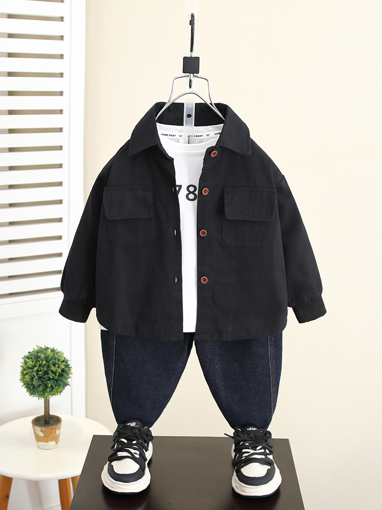 5825 ropa para niños chaqueta de camisa de primavera y otoño 2025 nuevo estilo niño otoño camisa coreana estilo occidental bebé principios de otoño