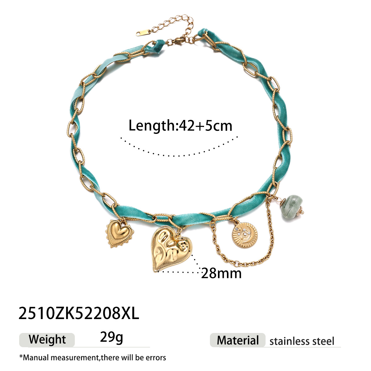 Collar de acero inoxidable de la UE y los Estados Unidos, ligero y lujoso, nicho de diseño versátil, cuerda trenzada verde, amor, cadena de clavícula no se desvanece