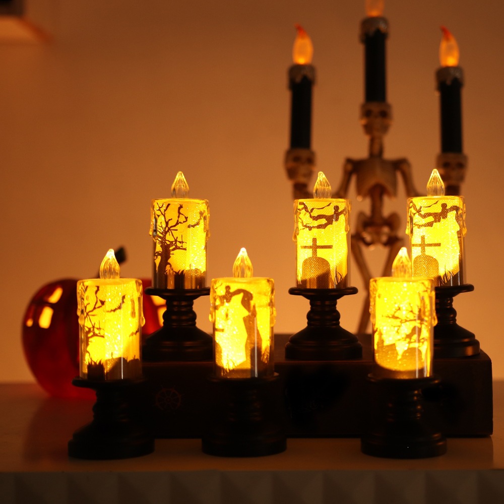 Lámpara de calabaza de Halloween accesorios decoración LED vela electrónica iluminante araña luz de noche decoración de luces de Halloween