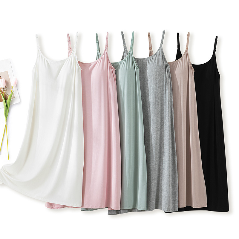 Pregnant Women Can Wear Large Size Loose Nursing Camisole Bottoming Skirt with Breast Pads and No Need to Wear Underwear Nightgown during Pregnancy 0189 Pregnant Women Can Wear Large Size Loose Nursing Camisole Bottoming Skirt with Breast Pads and No Need to Wear Underwear Nightgown during Pregnancy 0189