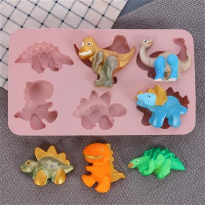 多款恐龍硅膠模石膏白坯兒童美術塗色滴膠飾品軟陶肥皂模重複