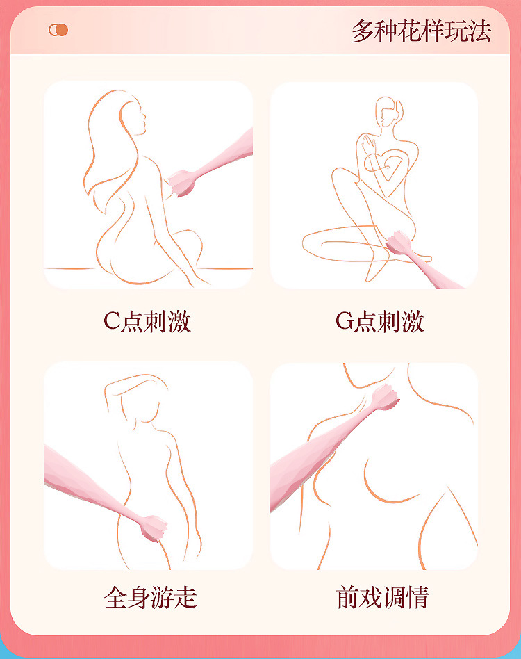 Rechargeable Lotus Multi-Frequency Vibrator Wand, Silicone Heating Teasing Stick, Pink — detail image 17