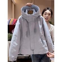 欧洲站连帽冲锋衣女款2025新款春秋薄款宽松休闲夹克风衣棒球服潮