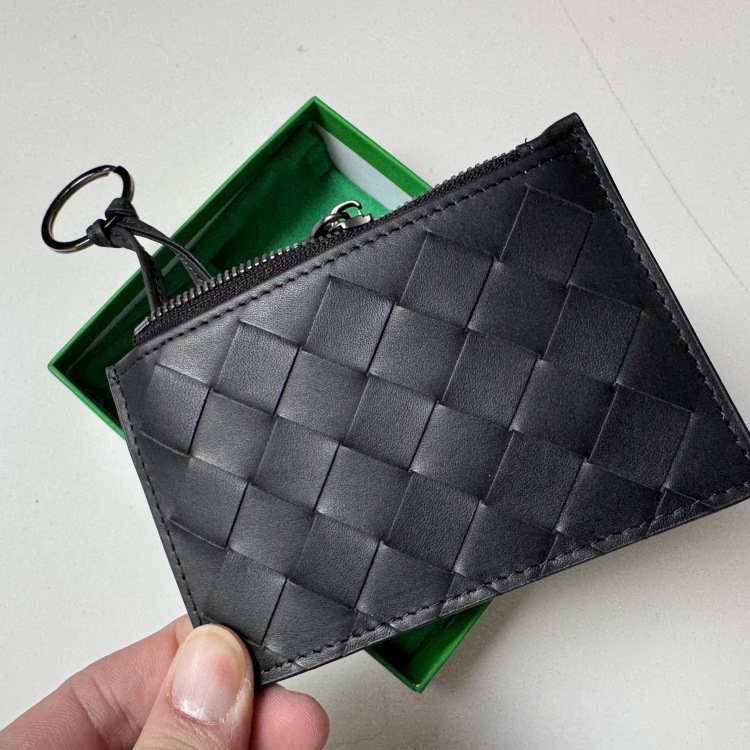 Genuine Leather Ultra-Thin Zipper Coin Purse for Women, New Style Sheepskin Woven Multi-Card Slot Id Card Storage Bag, Genuine Leather