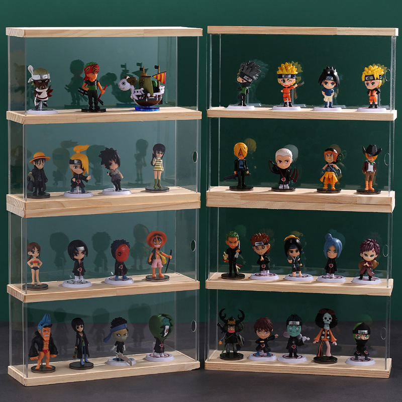 泡泡玛特盲盒手办收纳展示架透明玻璃防尘柜架子亚克力整理手办盒