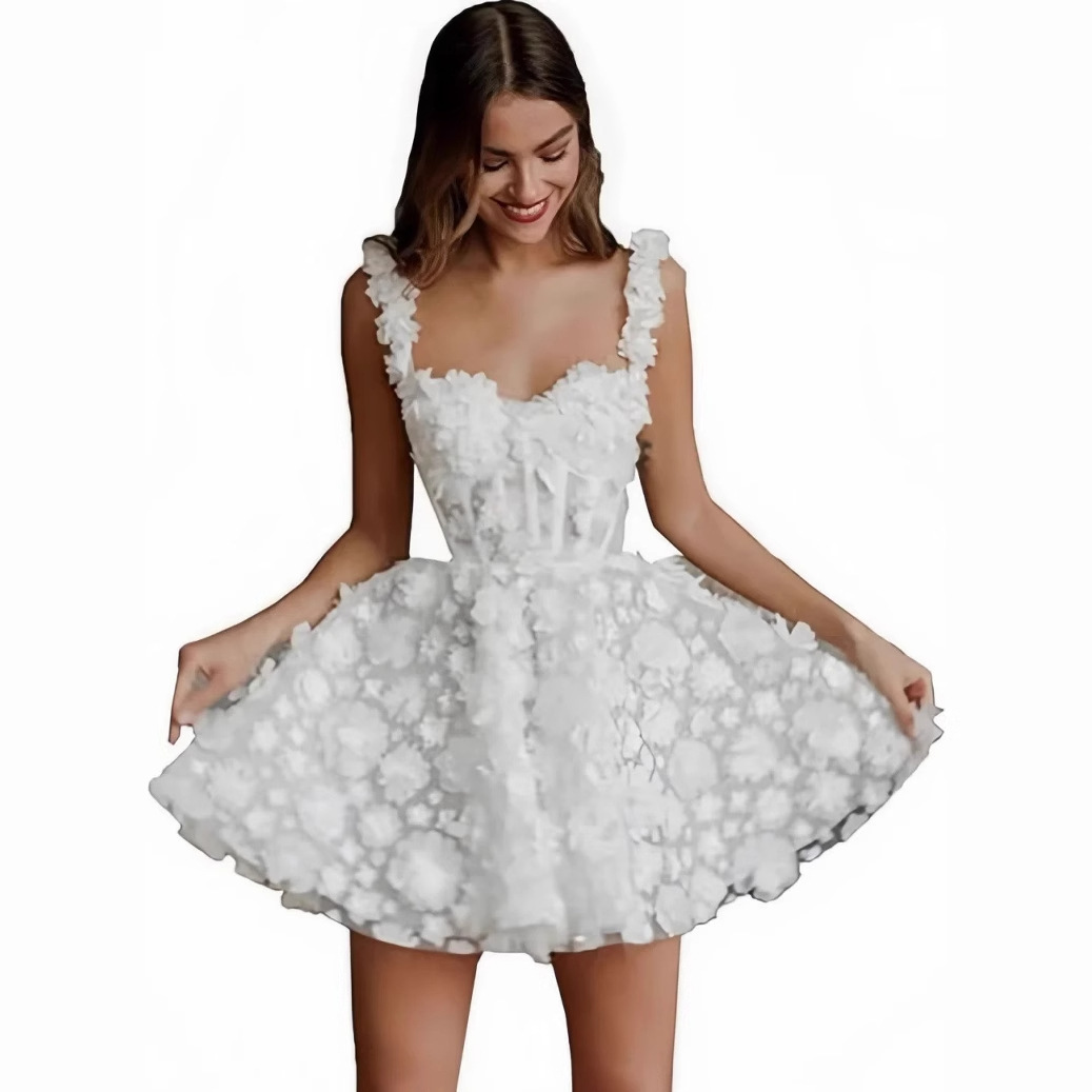 Vestido de novia ligero corto con tirantes transfronterizos de comercio exterior