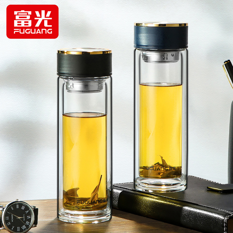 富光g2120双层玻璃杯便携水杯上午便携赠礼商务车载杯印字logo