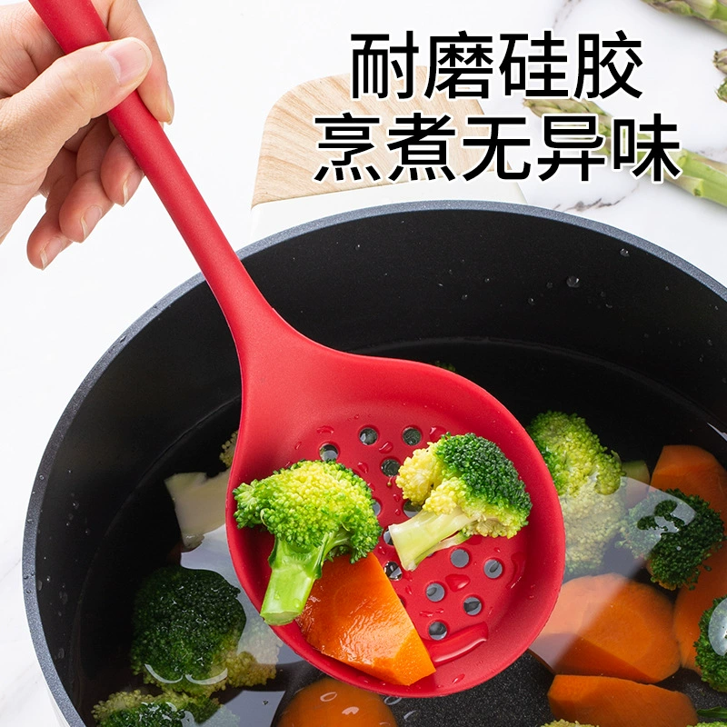 Фабричный набор силиконовой кухонной утвари из 5 предметов: лопатка, ложка для супа, ложка для риса, лопатка для антипригарной сковороды, жаропрочная лопатка