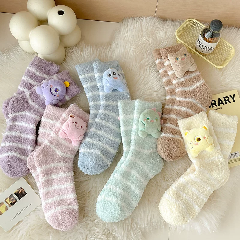 Королевский бархат зимние тёплые носки, мультфильм согревающее кукла