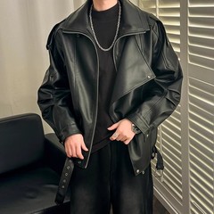 革のコートの男性2025新型アメリカのレトロな飛行ジャケットの男性のモデルのゆるい高級感のごろつきの男性の機関車