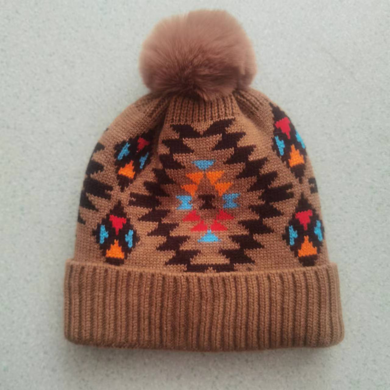 Women'S Gender Pom Poms Design Women's Fashion Color Block Pom Poms Eaveless Wool Cap