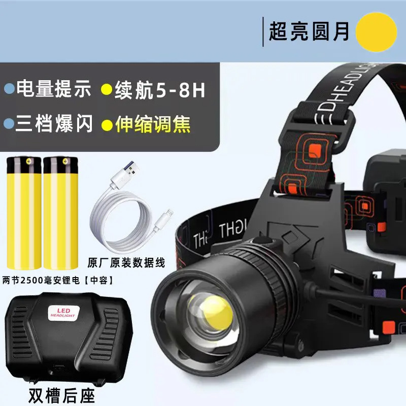 Faros transfronterizos P70 LED recargables Faros con zoom Pesca Duración larga Proyector de luz fuerte para exteriores image 11