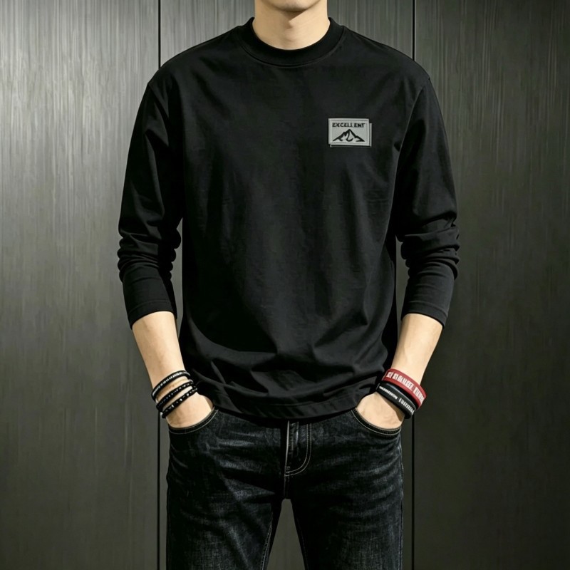 2026 봄가을 신상 남성 긴팔 티셔츠 루즈핏 라운드넥 얇은 맨투맨 데일리 캐