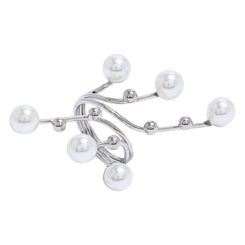 Moda europea y americana perla geométrica anillo personalidad exagerada creativa oro dedo índice anillo