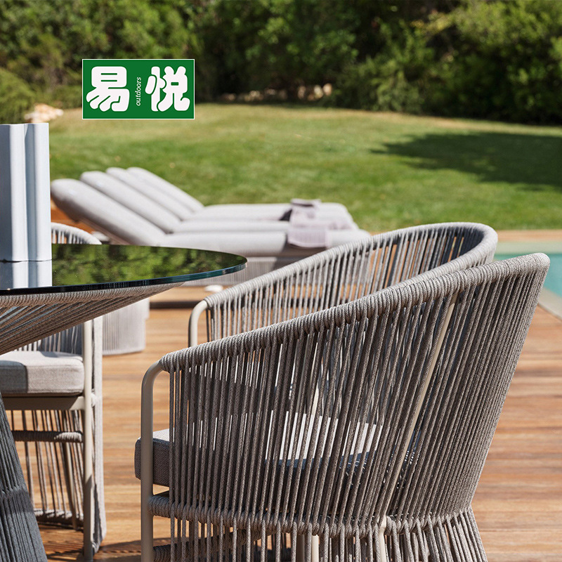 Mesa y silla de caña de ocio al aire libre balcón patio combinación de tres piezas jardín al aire libre mesa de té silla impermeable