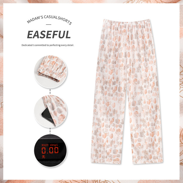 Summer thin trousers, floral print, loose straight fit